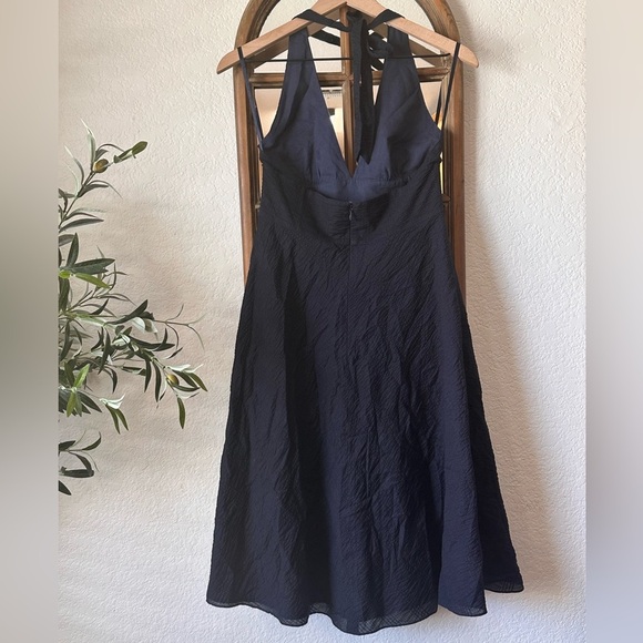 J.Crew 100% Cotton Navy Blue Halter Midi Dress Size 6 –Classic & Timeless Style - Picture 2 of 5